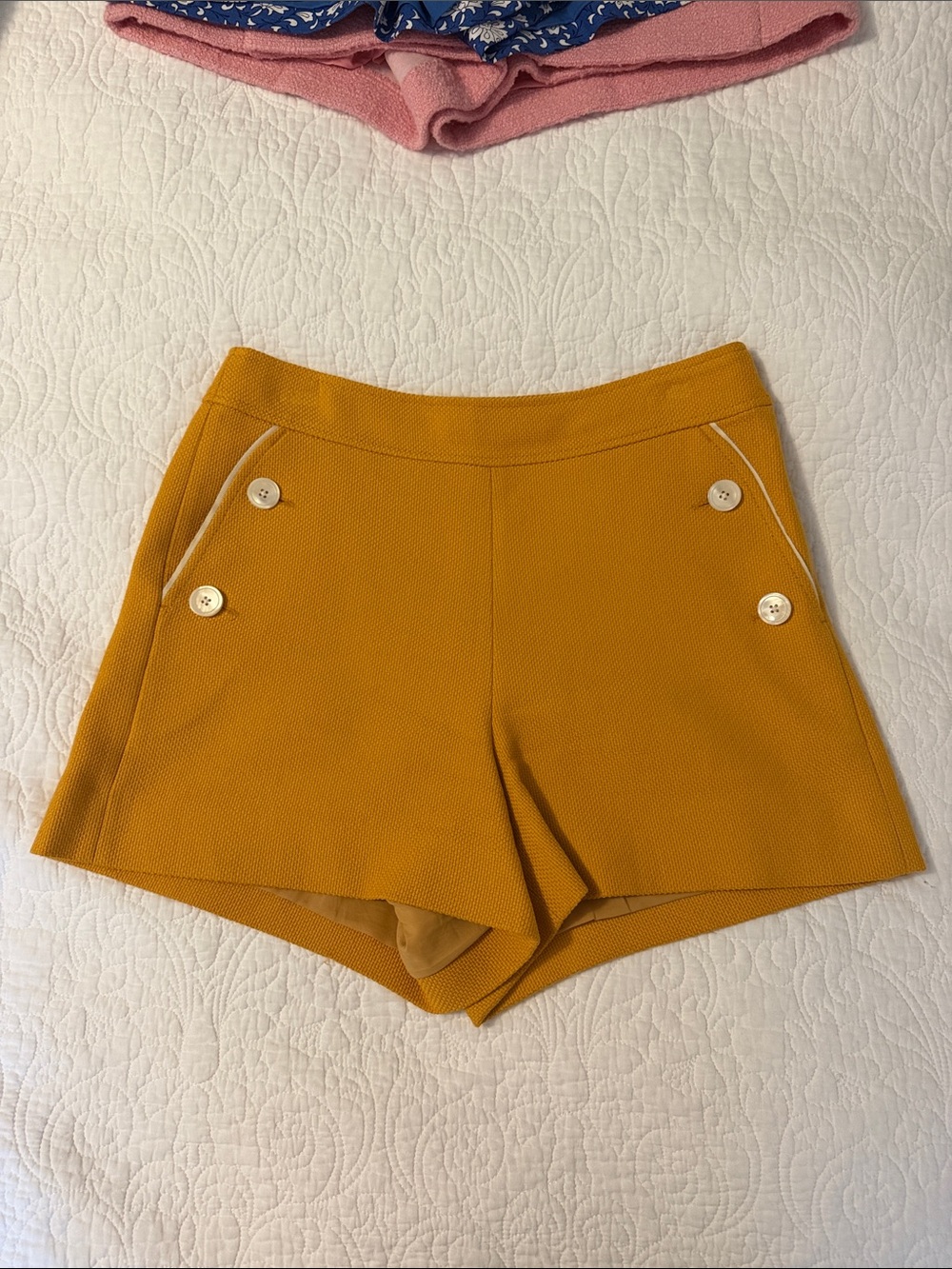 JCrew Mustard Yellow High-Waist Button Detail Women's Shorts